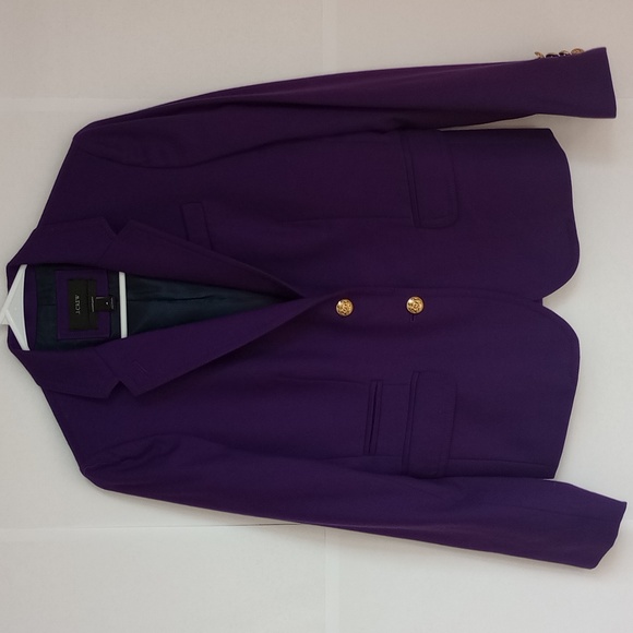 JCREW Royal Purple New Schoolboy Wool Blazer with Brass Buttons 4 Longer Length - Picture 4 of 13